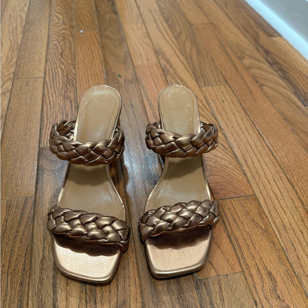 Elegant Bronze Braided Sandals